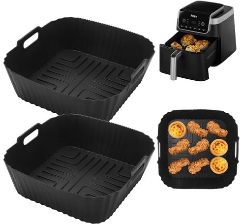 2 Stücke heißluftfritteuse zubehör für Ninja Heißluftfritteuse Max Pro 6.2 L AF180EU für Philips HD9270,Wiederverwendbares für ninja silikon einsätze für 6.2 L AF180DE 4.7 L AF140EU