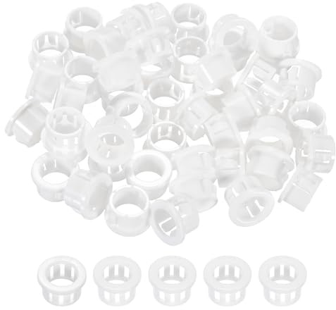 PATIKIL 60pcs Wire Grommet, 15mm Mounting Dia Plastic Grommets Cable Snap Bushing Cable Mounting Hose Bushing Grommet Protector Fasteners Locking Nylon for Wire Cable Hose, White