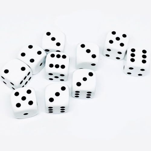 10X Dés Jeu Blancs 16mm – Dés de 6 Faces en Acrylique pour Jeux de Société, Accessoires, Tapis de Jeu