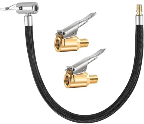 TAKIMEZY 35 cm Reifenfüllschlauch – Ventilverlängerung für Kompressoren mit 8 mm Anschluss – 2× Hebelstecker für Schrader/Autoventile – Nicht geeignet für Presta – Hochdruckbeständig & Luftdicht