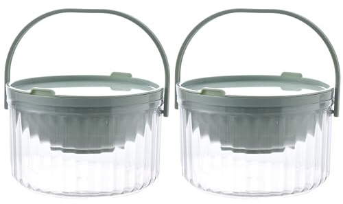 Grand saladier avec refroidisseur à glace, base et couvercle,bol réfrigéré, saladiers refroidis par glace, plateau réfrigéré for buffet d'aliments froids, adapté à la conservation en cuisine.(2Pcs-Gre