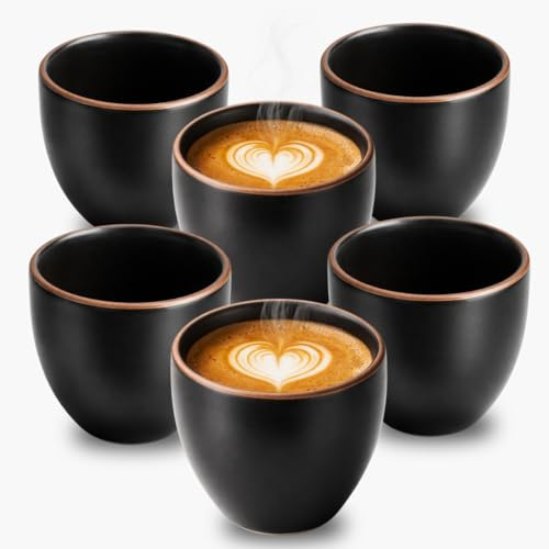 Maxito Espressotassen aus Steingut im Mehrfachset für Kaffeeliebhaber - Espresso & Kaffeetassen - Geschenke für Männer und Frauen (6 er Set 80 ml)