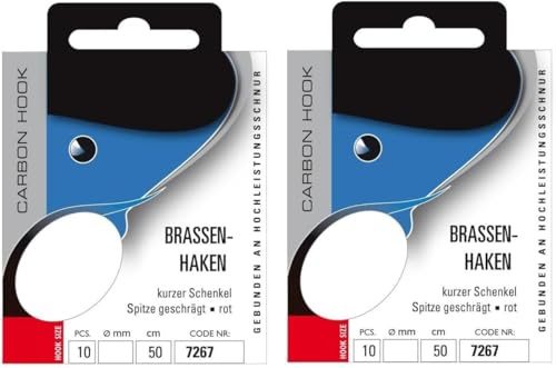 Set: 2 Packungen gebundene Brassenhaken von Jenzi, Allroundhaken, Karpfen rot (20 Stück) Hakengröße 8, 10, 12, 14, 16 & 18 an Mono, Vorfach fertig + gratis Petri Heil! Aufkleber