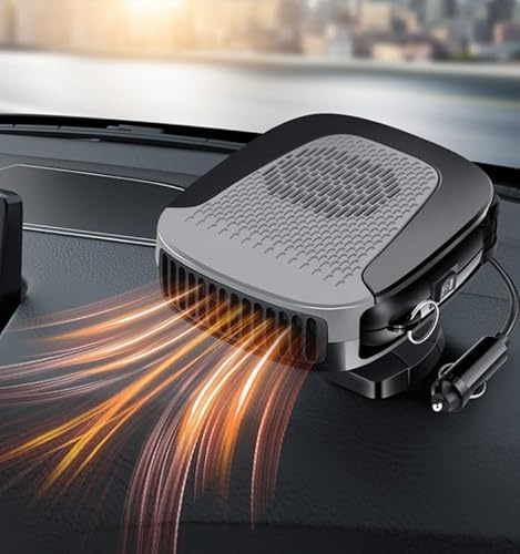 Coikes Riscaldamento Auto 12V 150W Riscaldatore Auto Stufetta per Auto Portatile 2 in 1 Sbrinatore per Ventola Raffreddamento Ruotabile a 360° Termoventilatore Riscaldatore per Auto Caravan Camion