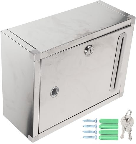HOMSFOU 1 cassetta postale creativa in acciaio inox, resistente, con montaggio a parete, per esterni, con vista sulla ruggine, per la posta sicura, design elegante per la casa e l'esterno, ampio