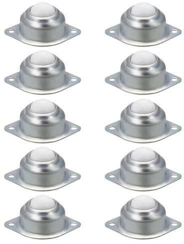 10 Pack 1 Inch Roller Ball Transfer Bearings for For conveyor Rollers Featuring Galvanized Metal and Smooth Steering Mechanism