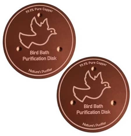 Kupferscheibe für Vogeltränke – 2er-Pack Luftreinigerplatten mit Dreifach-Punkt-Unterstützung | Natürliche Reinigung Kupferscheiben für Springbrunnen, Kolibri-Schale, Hinterhof, Garten