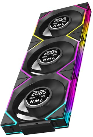 Jungle Leopard Interstellar-V4 Daisy Chain RGB PC Lüfter 120MM 3er Pack mit Drehzahlanzeige,2100RPM/61.54CFM/2.4mmH2O,5V3PIN ARGB und 12V4PIN PWM Lüfter (Black, Reverse)