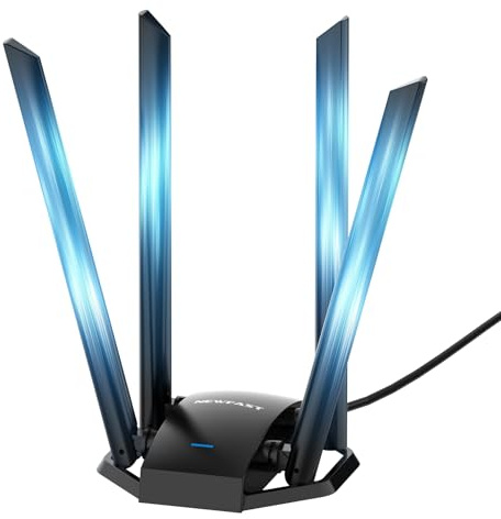 NEWFAST AC1300 Mbps USB WiFi Adapter for Desktop PC NF-U329, 2.4G/5G Wireless Network Adapter with 4 Dual Band Antennas, USB 3.0 WiFi Dongle for Desktop PC Supports Windows XP/7/8/8.1/10/11