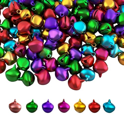 150 Pcs Colorful Bells, 14mm Jingle Bells for Crafts,Multicolor Small Metal Bell for Jewellery Making Crafts Christmas Party Decoration Pet Dog Cat Collars DIY Accessories Home Decor