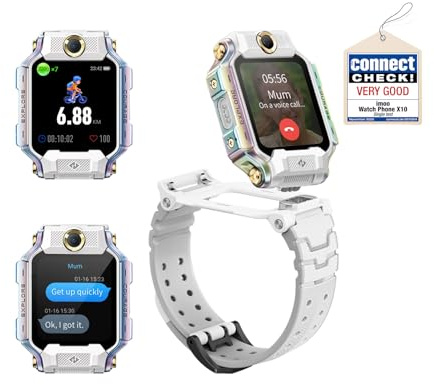 imoo X10 Watch Phone con GPS, Video 4G HD con Schermo Ribaltabile Bianco | 10 Modalità sportive,Stato di movimento,Aggiungi Amici,Impermeabile IP68,SOS,Blocco Chiamate da Numeri Sconosciuti,Staccabile