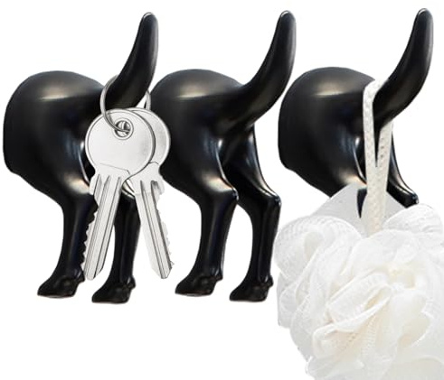 Soporte de pared con gancho adhesivo - Diseño de cola de perro de 3 piezas, llavero decorativo, juego de ganchos adhesivos resistentes | Percha multifunción sin perforación para, sala de estar