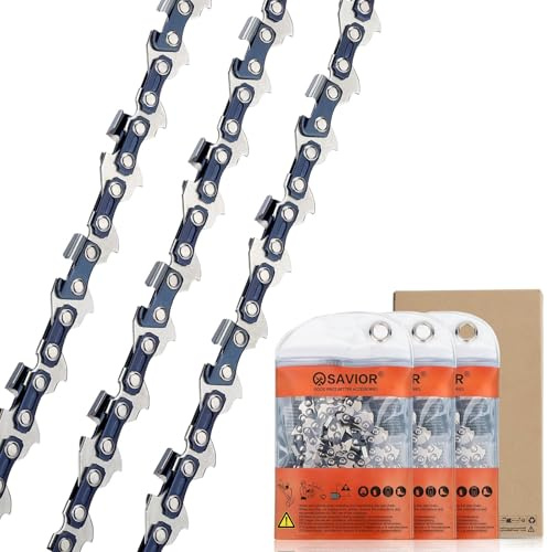 Savior 16 Inch (40cm) Chainsaw Chain, 56 Links .050 Gauge 3/8 LP Pitch | Compatible with Titan TTL758CHN, Einhell GH-EC 2040, Hyundai, Oregon and More, 3 Pack