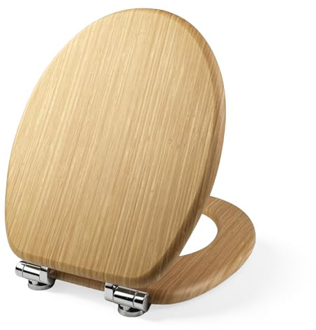 CHALVIOR Abattant WC Couvercle WC en Bois MDF Soft Close avec Frein de Chute, Durable, Testée Jusqu'à 150 kg, Abattant de Toilette en Bois Massif, Abattant de Toilette de Haute Qualité
