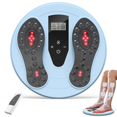 3-IN-1 Durchblutungs-Stimulator Beine Rotlicht für tiefe Muskelentspannung,EMS Fußmassagegerät Elektrisch mit 4 TENS Elektrodenpads–Entspannt die Muskeln im Körper,Lindert Müdigkeit,Auto Abschaltung