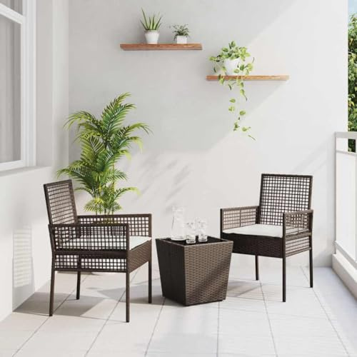 Generico Set Bistro da Giardino 3 PCS Marrone Poly Rattan,Marrone,17.08kg,3334956