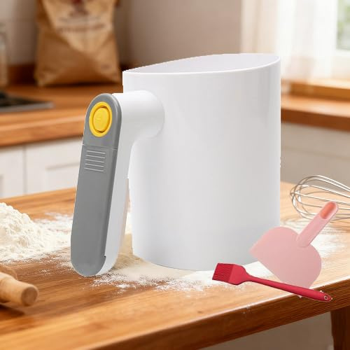 SXHEYUY Electric Flour Sifter, Kitchen Cooking Baking Pastry Tools Battery Operated Flour Sifter, Stainless Steel Mesh Easy To Clean,White
