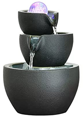 Bordfontän Inomhusfontän Bordsfontän Svart Nivå 3 Keramisk Skål Vattenfallsfontäner Avslappningsvattenfunktion Meditation Skrivbordsfontän För Hemmakontorsdekor Font