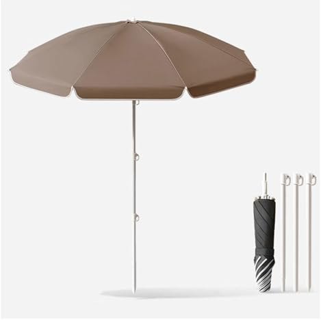 Générique Parasol D'extérieur De 220 Cm, Parasols De Plage Pliable, Ombrelle De Jardin Portable, Longueur Pliée De Seulement 60 Cm pour Gagner De La Place, Plusieurs Couleurs(Brown)