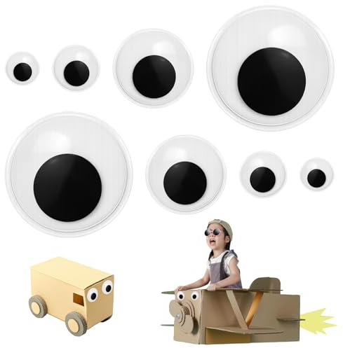 8 Stück Wackelaugen Selbstklebend, Kulleraugen Selbstklebend 40/50/80/100 mm, Runde Kunststoff Augen Kulleraugen Selbstklebend Aufkleber, für DIY-Dekorationen, Kunsthandwerk