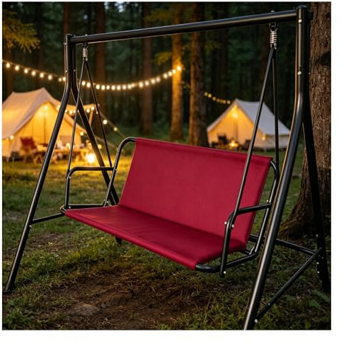 Waterproof 600D Ox Replacement Cushion for Hollywood Swing, Tear-Resistant Fabric, Fits Garden Swing, Outdoor Patio, Red 168x56x56cm - Durable & Comfortable