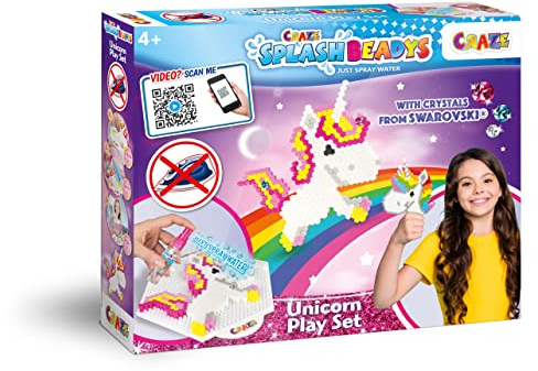 Craze Splash BEADYS pluggpärlor play set enhörning strykpärlor utan strykning vattenpärlor för barn giftfri med Swarovski Crystal pysselset 58467