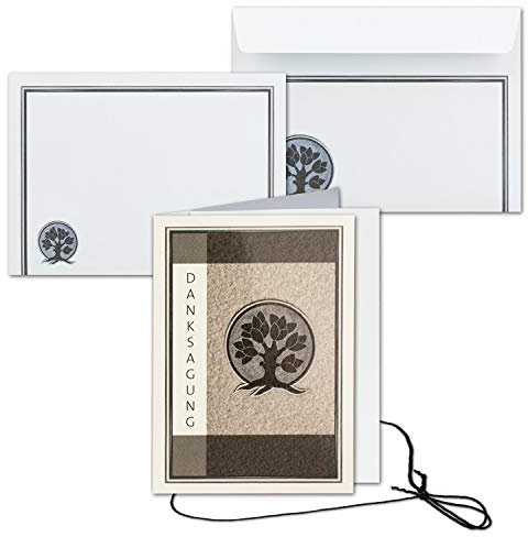 40x Trauerkarte mit Umschlag Set Danksagung - Lebensbaum - inklusive hochwertiger Box - DIN A6 Hoch-Format - Danksagungskarten Trauerkarten nach Beerdigung - Trauer-Papiere by GUSTAV NEUSER