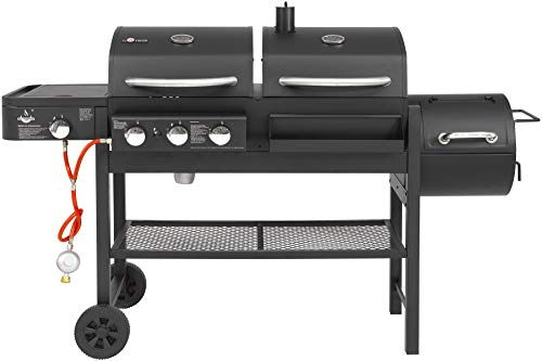 Kombigrill Gasgrill und Holzkohlegrill Sierra von EL Fuego® 3 Hauptbrenner + 1 Seitenbrenner, Grillroste aus Gusseisen, AY 573