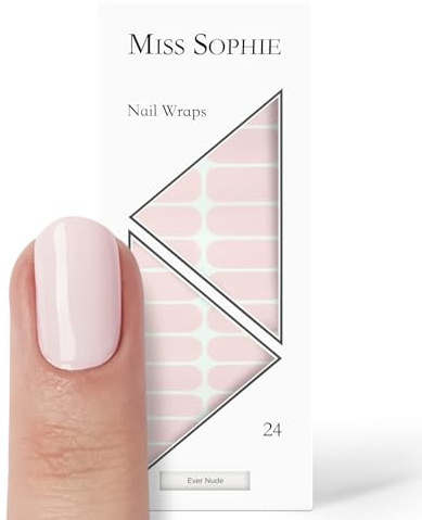Original Miss Sophie Nagelfolien Ever Nude I 24 ultra-dünne Nagellack-Streifen einfarbig in Nude I Für Finger- & Fußnägel I Hält auf Natur- sowie lackierten, Acryl-, Gel- & Shellac-Nägeln