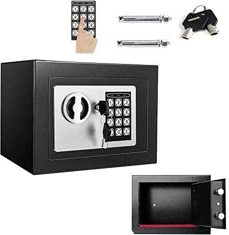 Elektronischer Safe Tresor Möbeltresor Geldschrank Digital & Schlüssel 4,6 l Mini Elektronisch Möbeltresor 17x23x17cm Tresor Dokumententresor Safe Digital