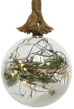 Sfera decorativa in vetro per appendere rami, neve, timer (20 cm, 40 LED)