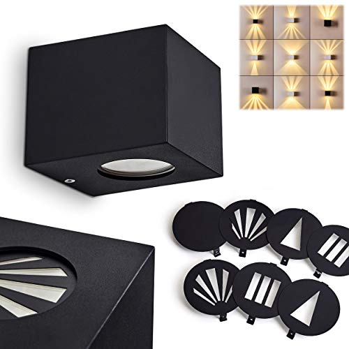 HOFSTEIN LED Außenwandleuchte Jonava, moderne Up&Down Wandlampe aus Kunststoff in Schwarz, Wandleuchte außen mit verstellbarem Lichteffekt für Terrasse/Haustüre, 2x2 Watt, 400 Lumen, 3000 Kelvin, IP44