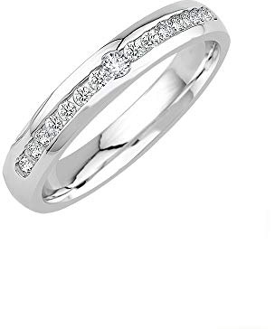 GIORO Lina Damen Ring Verlobungsring Antragsring 925 Silber *handgefasste Steine* Weißgold Platin Optik mit Gravur