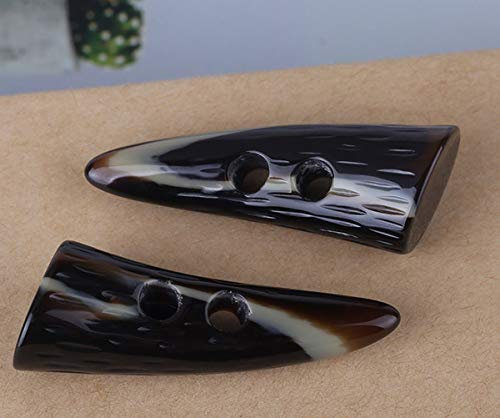 LUMoony MoonyLI 4Pcs Resin Toggle Buttons Horn Imitation Tooth Toggle Buttons Zwei Löcher Horn Zahnform Harzknöpfe Nähen Craft DIY Zubehör 5,5 * 2cm