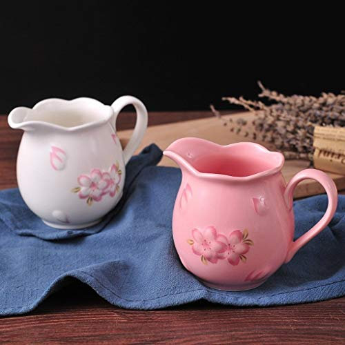 XXXXW Cruche à Lait Style Vintage Fleur en céramique Creamer avec poignée, Pitcher Lait café Creamer, Pichet Sauce, Lait Creamer Jug Pot à Lait Saucière (Color : Pink)