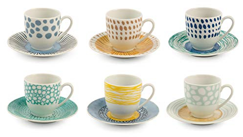 Villa d'Este Home Tivoli, Marea Set 6 tazzine caffè con piattino in porcellana