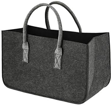 Geschenkestadl Filztasche Anthrazit Aufbewahrung Filz Kaminholz Tragetasche faltbar