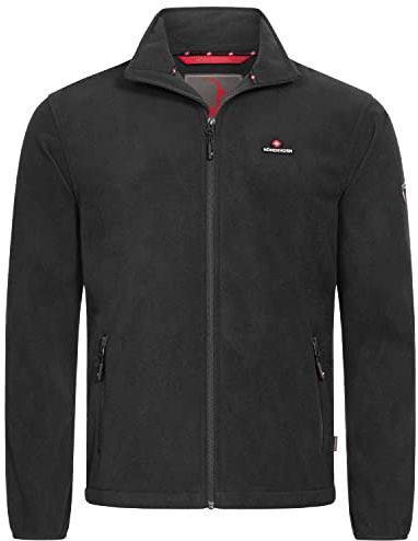 Höhenhorn Badus Men's Fleece Jacket Microfleece Full Zip Troyer Outdoor Hiking Trekking, Midnight black, XXL