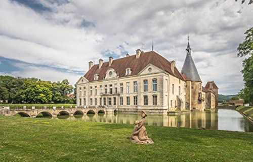 LHJOYSP 3D Puzzle Allianz Arena 1000 Teile,natürliche Schönheit,Brücke,Schloss,Frankreich,Skulptur,Rasen,Wassergraben,Burgund,75x50cm