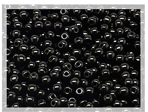 50 Gramm (ca. 650 stk) 4 mm runde gepresste tschechische Glasperlen druk Jet Black Schwarz, kleine Perlen zum Auffädeln, Großpackung