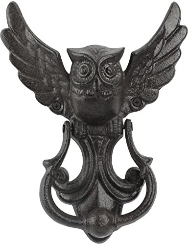 Earl Diamond Heurtoir de porte robuste en fonte pour jardin, maison en bois, ferme, accessoires de décoration d'intérieur (noir rustique)