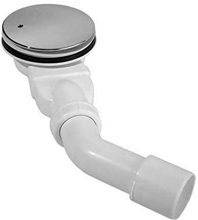 KOOBON Tubo di scarico per doccia, 90 mm, extra piatto, con sifone, antiodore, filtro per capelli, e arco di scarico DN 40/50 mm, copertura cromata e scarico piatto