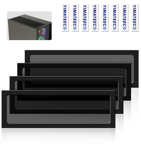 Dammfilter PC 360 mm x 120 mm för datorkylare/PSU/routrar, nylon, 80 nät, magnetisk ram, PC-fläkt, dammnät, PC, kylfilter, dammsäker, datorfläktgrillar (nylon, 120 x 360 mm, 4 st, svart)