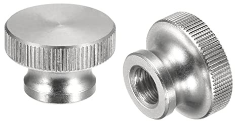 sourcing map Knurled Thumb Nuts, 2pcs M12 x D30mm x H20mm 304 Stainless Steel Knurled Nut with Collar High Head Blind Hole Knurled Thumb Nuts for 3D Printer Parts