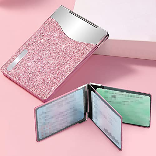 Porte Papier Voiture 4 Volets Pochette Carte Grise Ultra-Mince en Acier Inoxydable Housse Range Carte Grise Pailletée pour Permis de Conduire, Carte D'identité, Assurance, Cartes, pour Homme Femme
