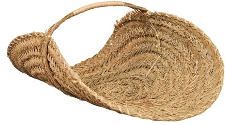 Leñero de Esparto Abierto con Asa Transversal Reforzada, 80cm, Ref. 7140-80 | Fabricado artesanalmente con esparto natural. Diseño abierto para transportar y almacenar leña con total comodidad.