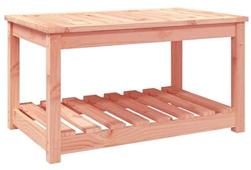 Makastle Gartentisch Kaffeetisch Terrassentisch Beistelltisch Couchtisch Balkontisch Loungetisch mit Ablage, Garten Tisch für Indoors/Outdoors, 82,5x50,5x45 cm Massivholz Douglasie