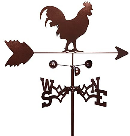 EICOFF Ornement de girouette en métal Exquis Silhouette de Coq de girouette Sculptures créatives Girouette Indicateur de Direction du Vent Outils de Mesure de girouette en Acier Inoxydable avec rev