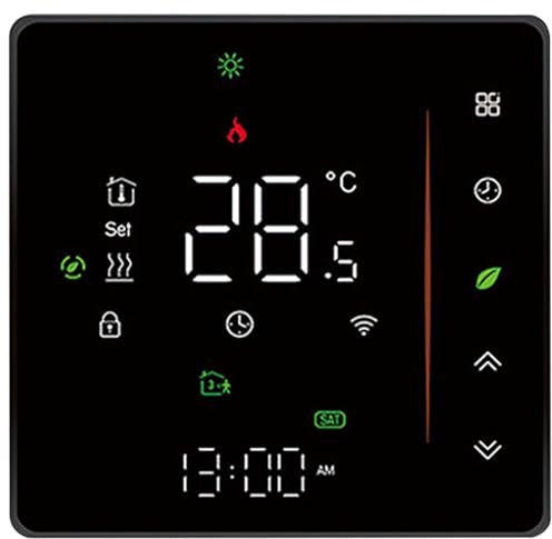 WiFi Smart Thermostat Temperature Controller for Combi Boiler Energy Saving Wireless Thermostat Supports Touch Control and Remote Control Weekly Programmable WiFi Thermostat with LED for Home Black