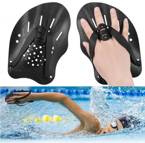 Zocipro 1 Paire Palmes de Natation, Plaquettes Natation avec Sangles Réglables, Accessoires D'entraînement à la Natation pour Adultes et Enfants, Unisexe, Noir